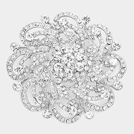 Rhinestone Embellished Flower Pin Brooch