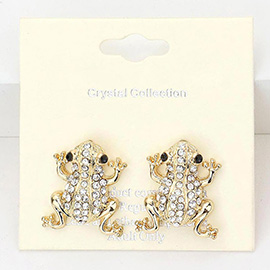 Crystal Pave Frog Stud Earrings