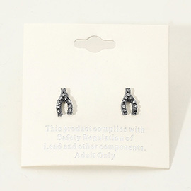 Crystal Wishbone Stud Earrings