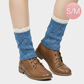 Lace Trim Knit Leg Warmer Boot Topper