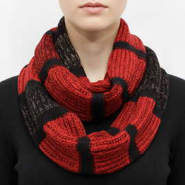 Bold Striped Design Chunky Knit Infinity Scarf