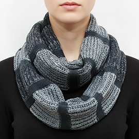 Bold Striped Design Chunky Knit Infinity Scarf