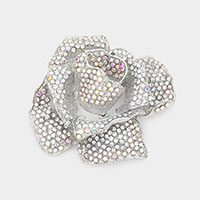 Crystal Pave Rose Brooch