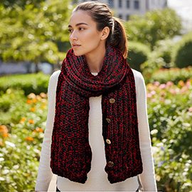 Button up Cardigan Effect Knit Yarn Shawl Scarf