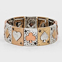 Hammered Metal Spade & Heart Stretch Bracelet