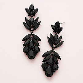 Glass Crystal Petal Drop Statement Evening Earrings