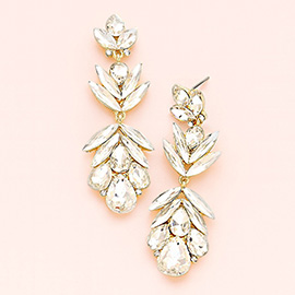 Glass Crystal Petal Drop Statement Evening Earrings
