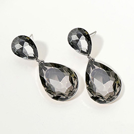 Glass Crystal Teardrop Evening Earrings