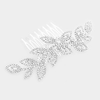 Rhinestone leaf hair comb