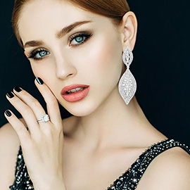 Marquise Rhinestone Clip on Earrings