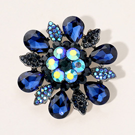 Floral Glass Stone Pin Brooch