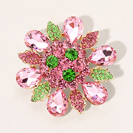 Floral Glass Stone Pin Brooch