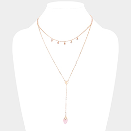Layered Semi Precious Y Shaped Necklace