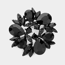 Glass Crystal Teardrop Wreath Pin Brooch