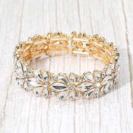 Floral Crystal Stretch Evening Bracelet
