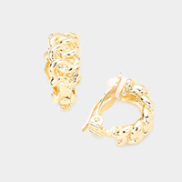 Metal Chain Half Hoop Clip on Earrings