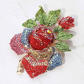 Oversized Crystal Pave Rose Brooch