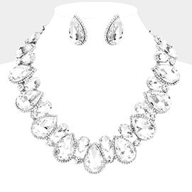 Crystal Rhinestone Trim Teardrop  Collar Evening Necklace