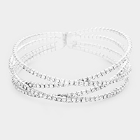 Crisscross Crystal Rhinestone Pave Cuff Bracelet