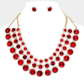 Crystal Pave Trim Round Evening Necklace