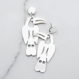 Metal Cutout Toucan Drop Earrings
