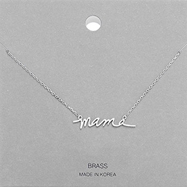 Brass Metal Mama Pendant Necklace 