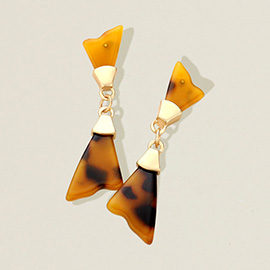 Celluloid Acetate Tortoise Irregular Triangle Dangle Earrings