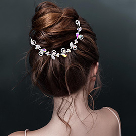 Rhinestone Sprout Leaf Vine Bun Wrap Headpiece