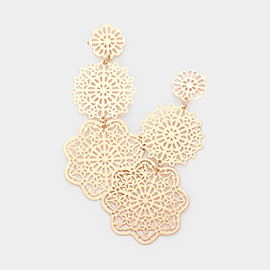 Oriental Filigree Metal Link Dangle Earrings