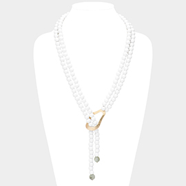 Natural Stone Point Wood Toggle Necklace