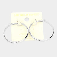 14K White Gold Dipped 1.5 Inch Metal Hoop Earrings