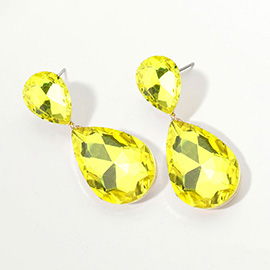 Glass Crystal Teardrop Evening Earrings