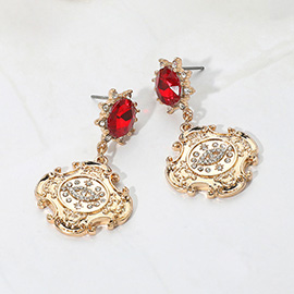 Stone Embellished Evil Eye Accented Dangle Earrings