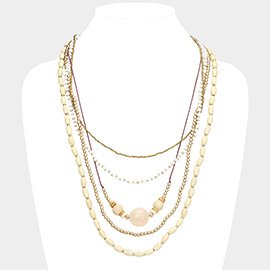 Wood Multi Layered Bib Necklace