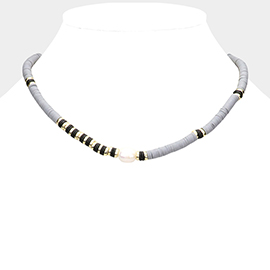 Freshwater Pearl Accented Heishi Beaded Necklace