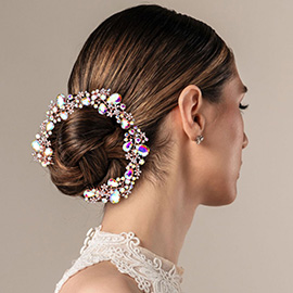 Floral Pave Glass Crystal Bun Wrap Headpiece