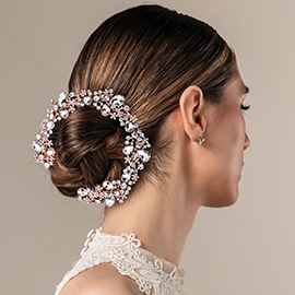 Floral Pave Glass Crystal Bun Wrap Headpiece