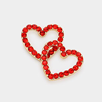 Rhinestone Embellished Open Heart Stud Earrings