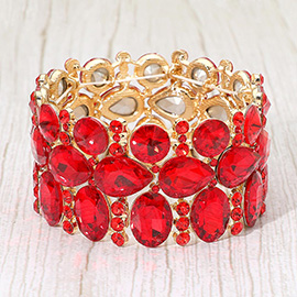 Multi Stone Cluster Evening Stretch Bracelet