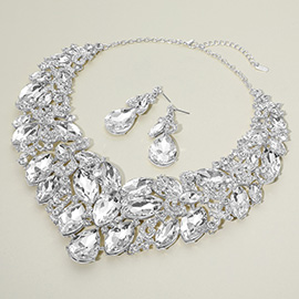 Marquise Stone Cluster Accented Evening Necklace