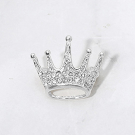 Rhinestone Embellished Crown Pin Brooch