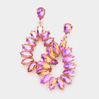 Marquise Stone Cluster Open Teardrop Dangle Evening Earrings