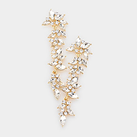 Marquise Stone Cluster Drop Dangle Evening Earrings