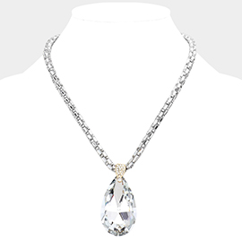 Teardrop Pendant Bling Necklace