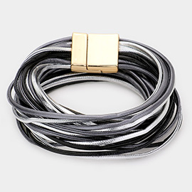Faux Leather Multistrand Wrap Magnetic Bracelet