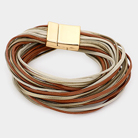 Faux Leather Multistrand Wrap Magnetic Bracelet