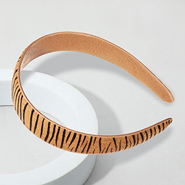 Calf Genuine Leather Zebra Print Headband