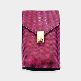 Bling Studded Rectangle Flap Crossbody Cellphone Bag