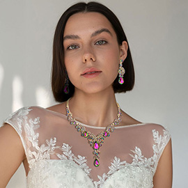 Teardrop Stone Accented Evening Necklace