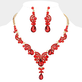 Teardrop Stone Accented Evening Necklace